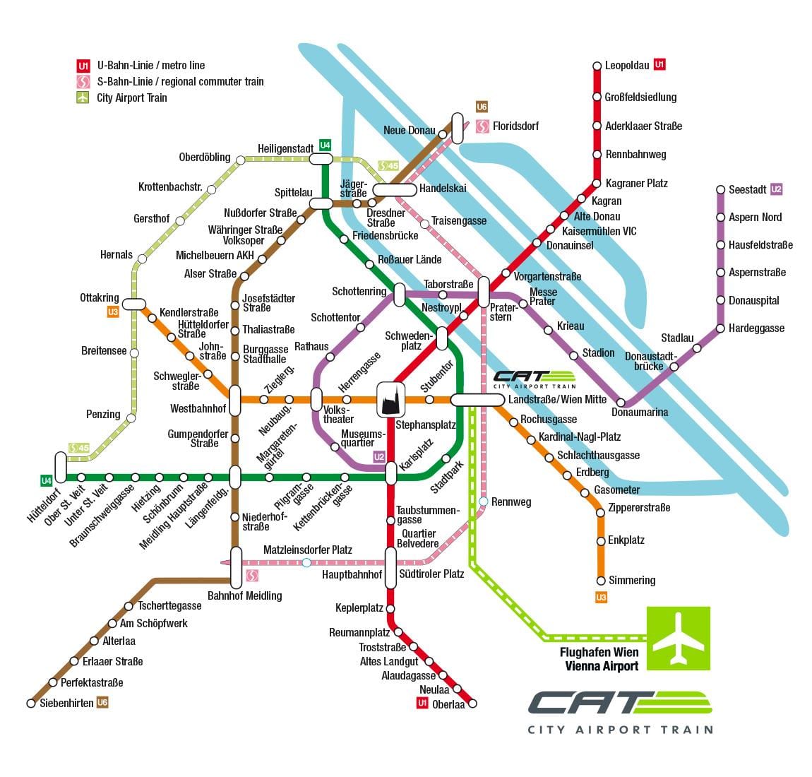 köttur city flugvöllur lest Vín kort