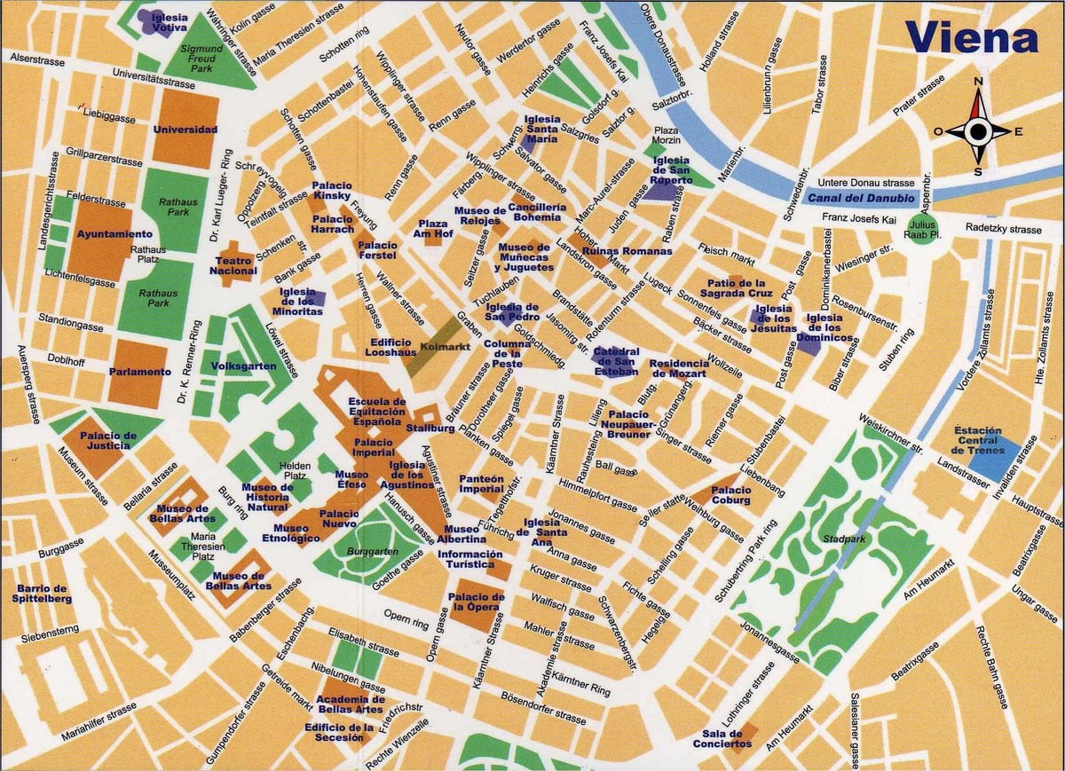Kort af götunni central Vín