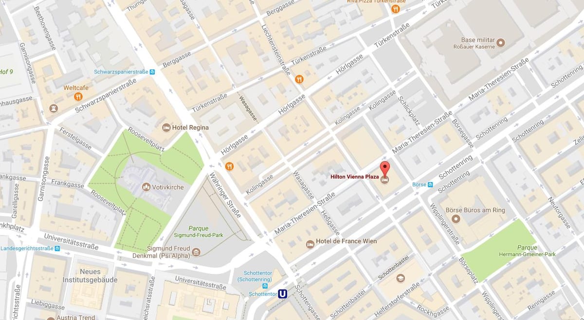 Kort af hilton Vín