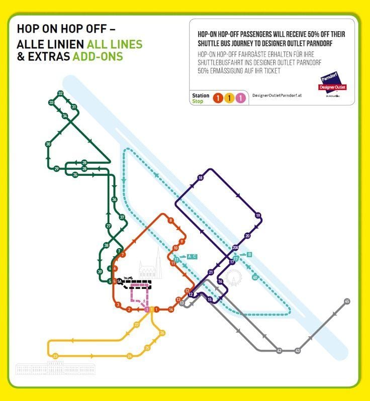 Vín hoppa á hop af strætó ferð kort
