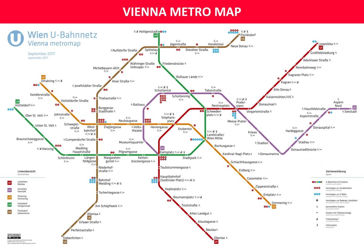 Kort af Vín metro app