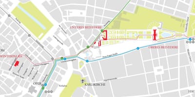 Kort af belvedere Vín