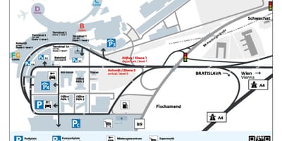 Kort af Vín flugvöllur bílastæði