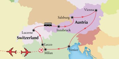 Kort af Vín switzerlan